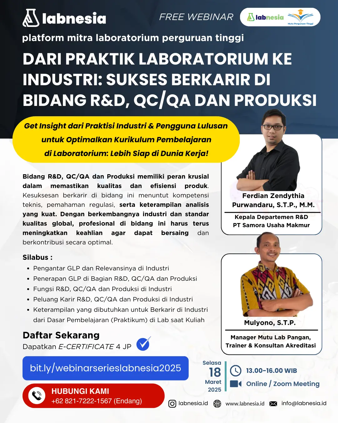 Transformasi dari Laboratorium ke Industri – Langkah Sukses Karir di R&D, QC/QA, dan Produksi
