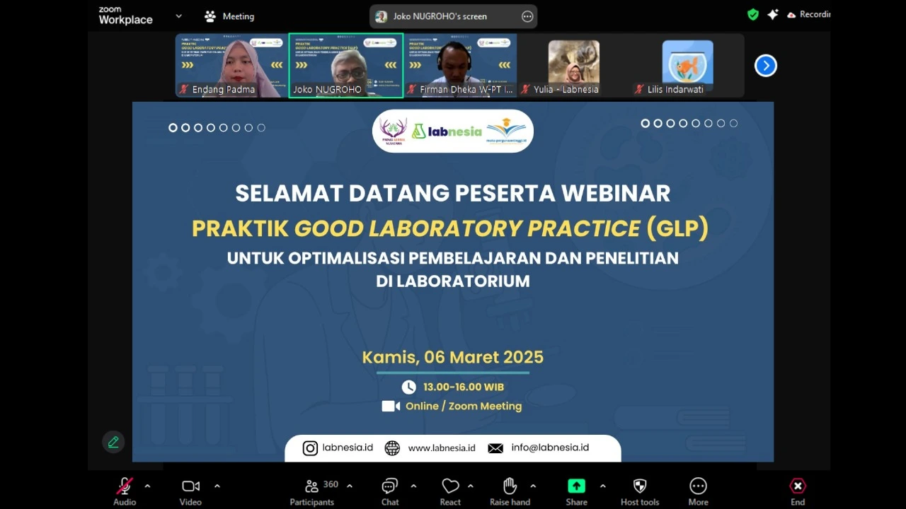 Platform Labnesia Sukses Gelar Webinar Nasional Praktik Good Laboratory Practice (GLP) untuk Optimalisasi Pembelajaran dan Penelitian di Laboratorium
