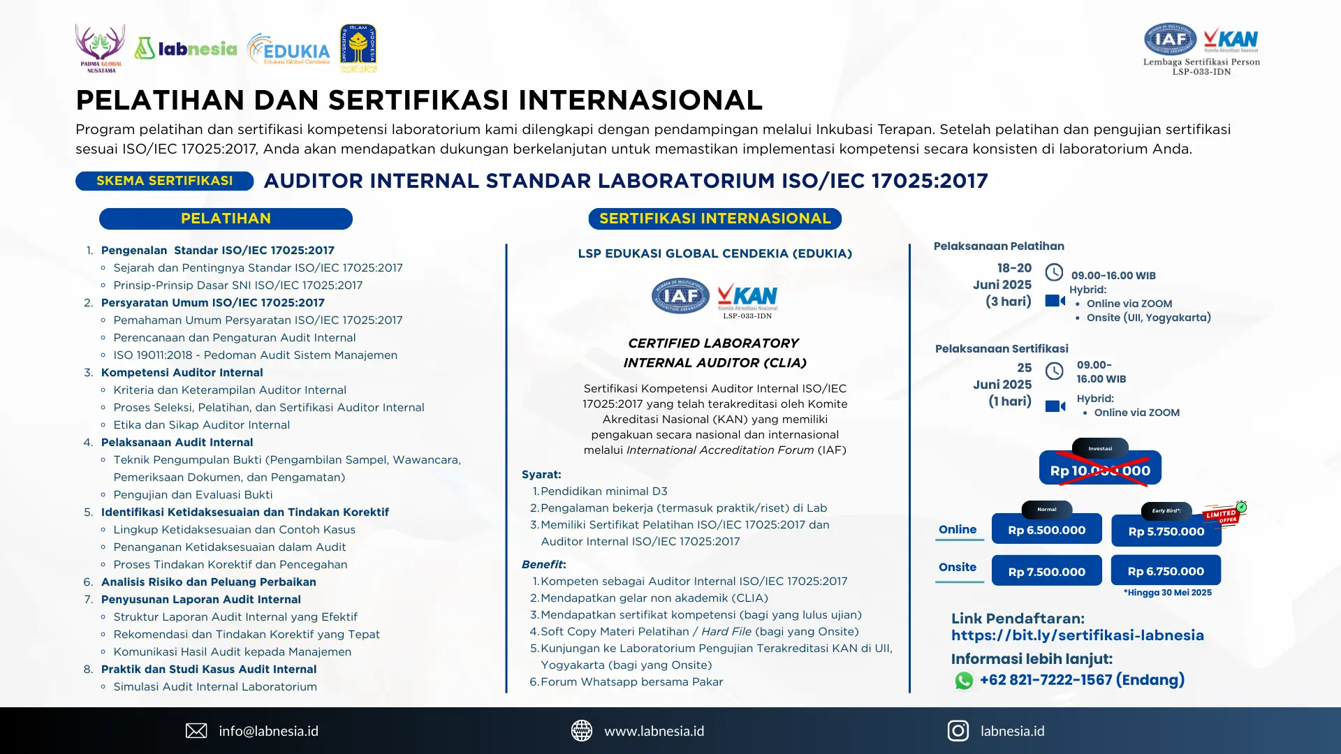 Pelatihan & Sertifikasi Auditor Internal ISO/IEC 17025:2017 – Tingkatkan Kompetensi Laboratorium Bersama Labnesia