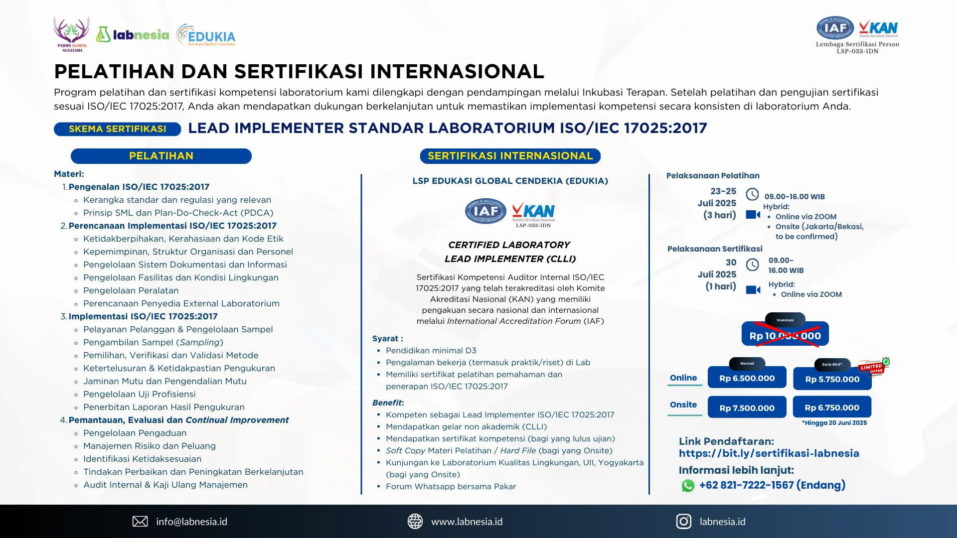 LEAD IMPLEMENTER STANDAR LABORATORIUM ISO/IEC 17025:2017 – BATACH 3