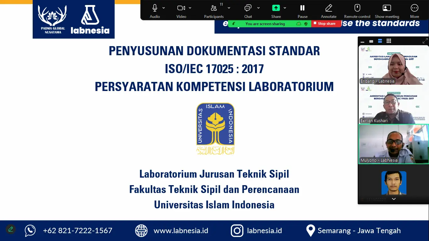 Pelatihan & Pendampingan Penyusunan Dokumen ISO 17025 Teknik Sipil UII