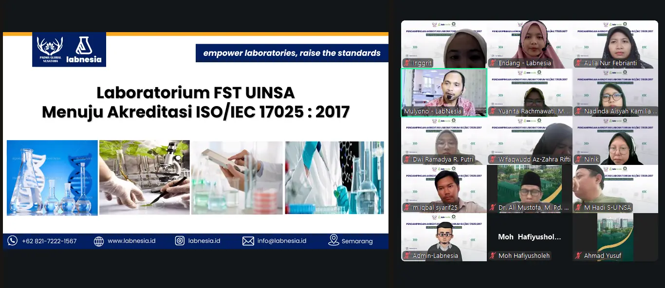 Pendampingan Pelatihan Komprehensif: Gap Analysis & Penerapan ISO/IEC 17025:2017 Bersama Lab Fakultas Sains dan Teknologi UINSA