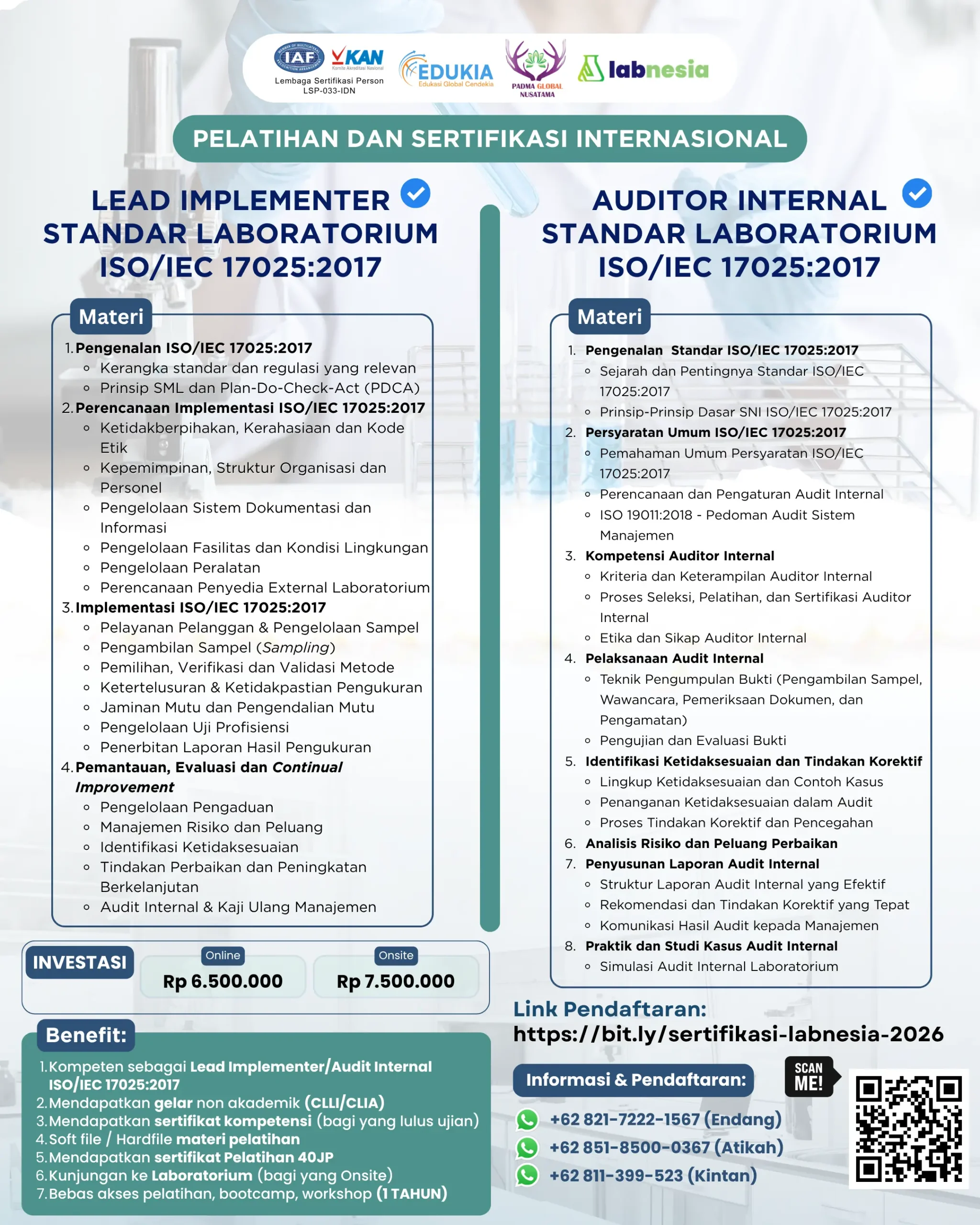 LEAD IMPLEMENTER STANDAR LABORATORIUM ISO/IEC 17025:2017-2026 – 2026