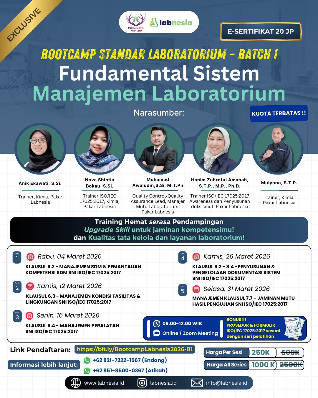 BOOTCAMP STANDAR LABORATORIUM-BATCH 1: FUNDAMENTAL SISTEM MANAJEMEN LABORATORIUM