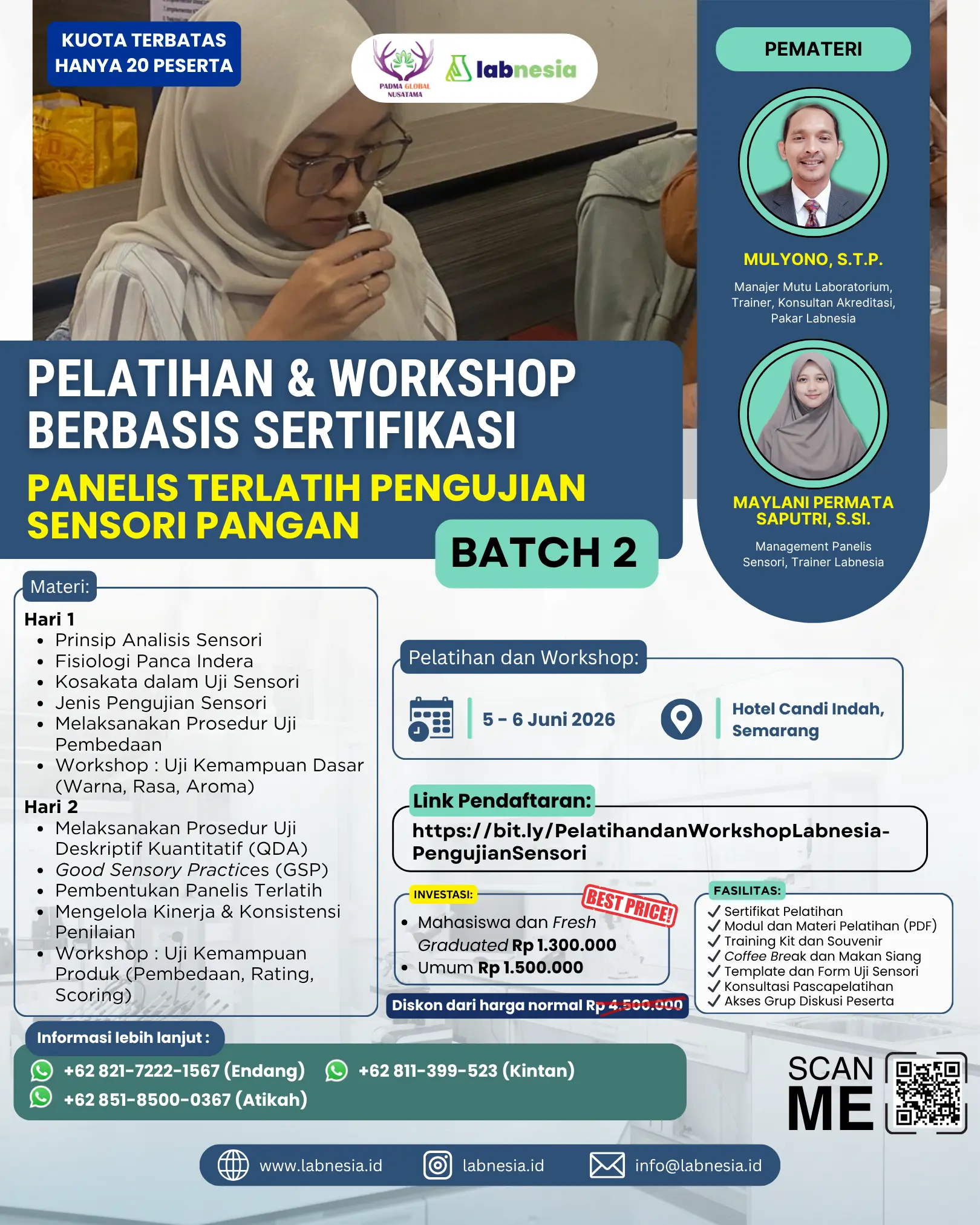 Pelatihan dan Workshop Berbasis Sertifikasi-Panelis Terlatih Pengujian Sensori Pangan