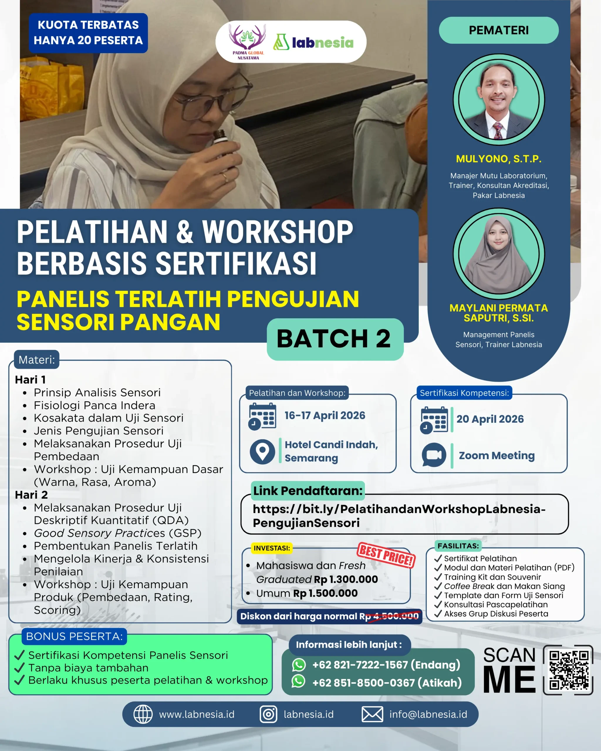 Pelatihan dan Workshop Berbasis Sertifikasi-Panelis Terlatih Pengujian Sensori Pangan
