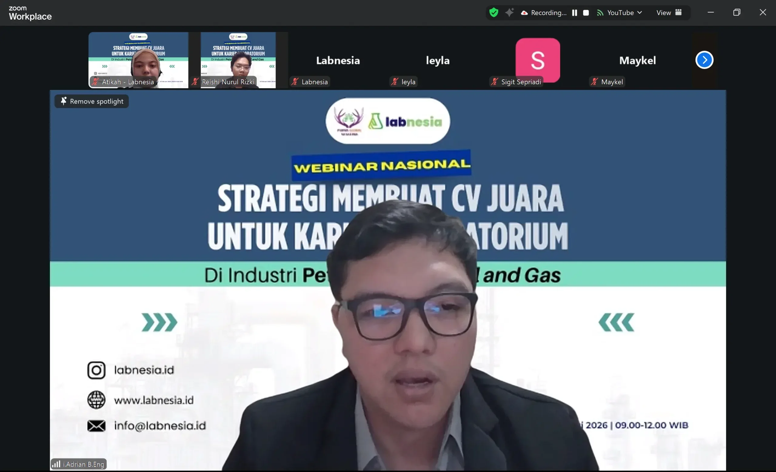 Webinar Nasional Strategi Membuat CV Juara untuk Karier Laboratorium di Industri Petrokimia dan Migas Sukses Diselenggarakan