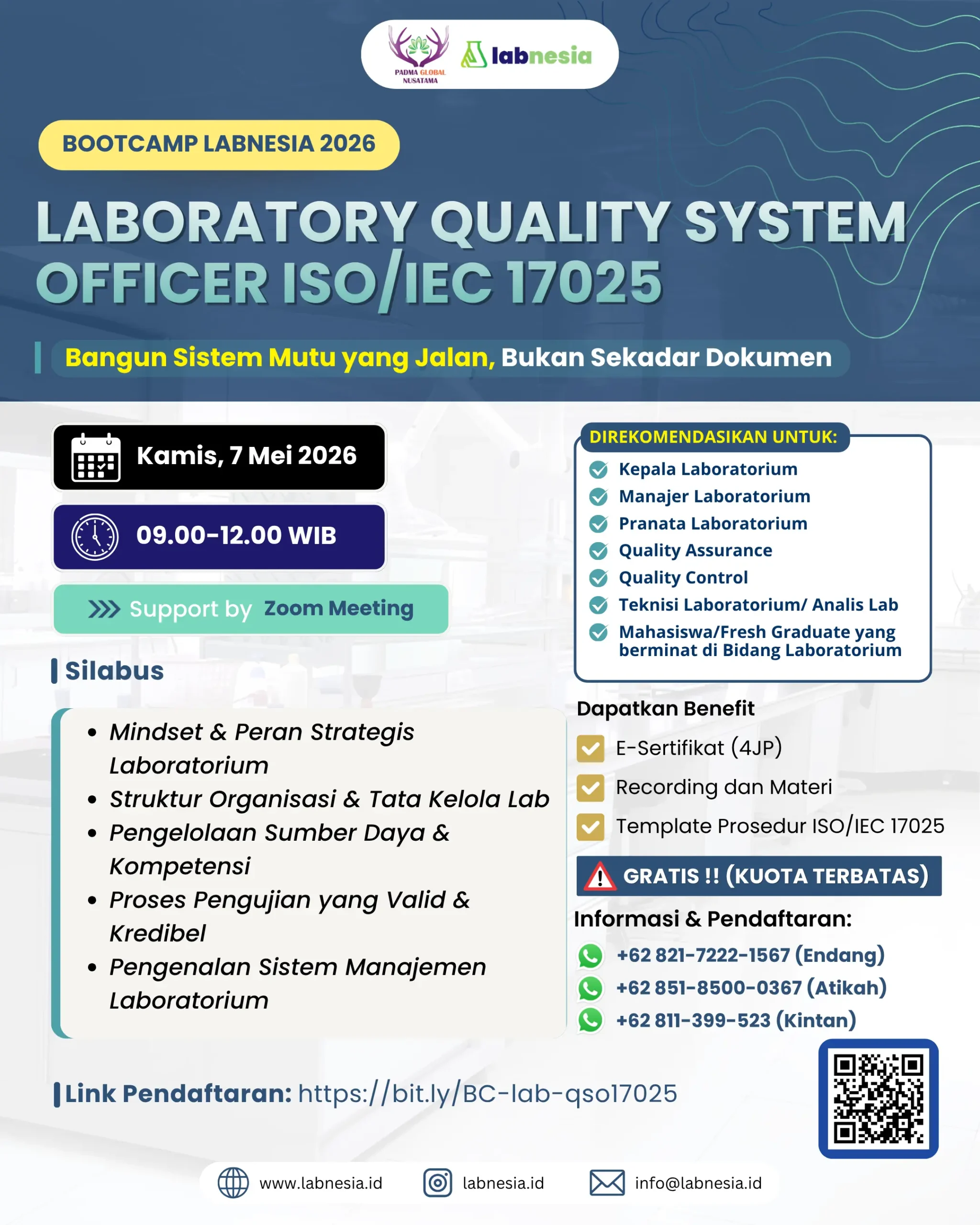 Bootcamp Implementasi ISO/IEC 17025:2017 – Laboratory Quality System Assurance