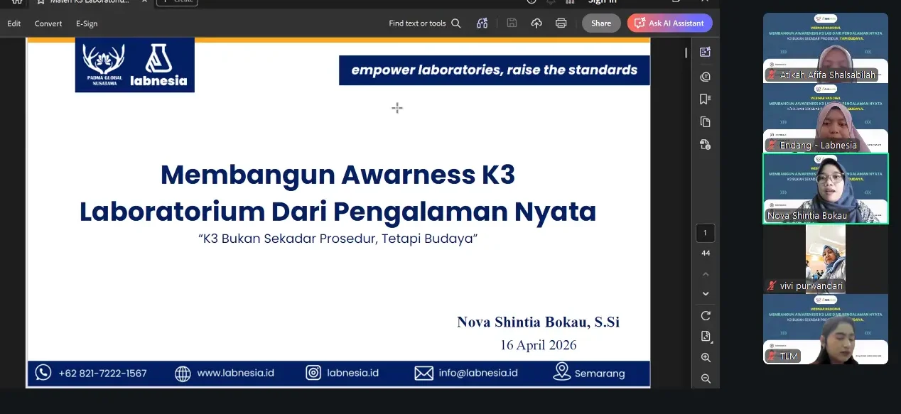 Labnesia Gelar Webinar Nasional K3 Laboratorium Gratis Akses
