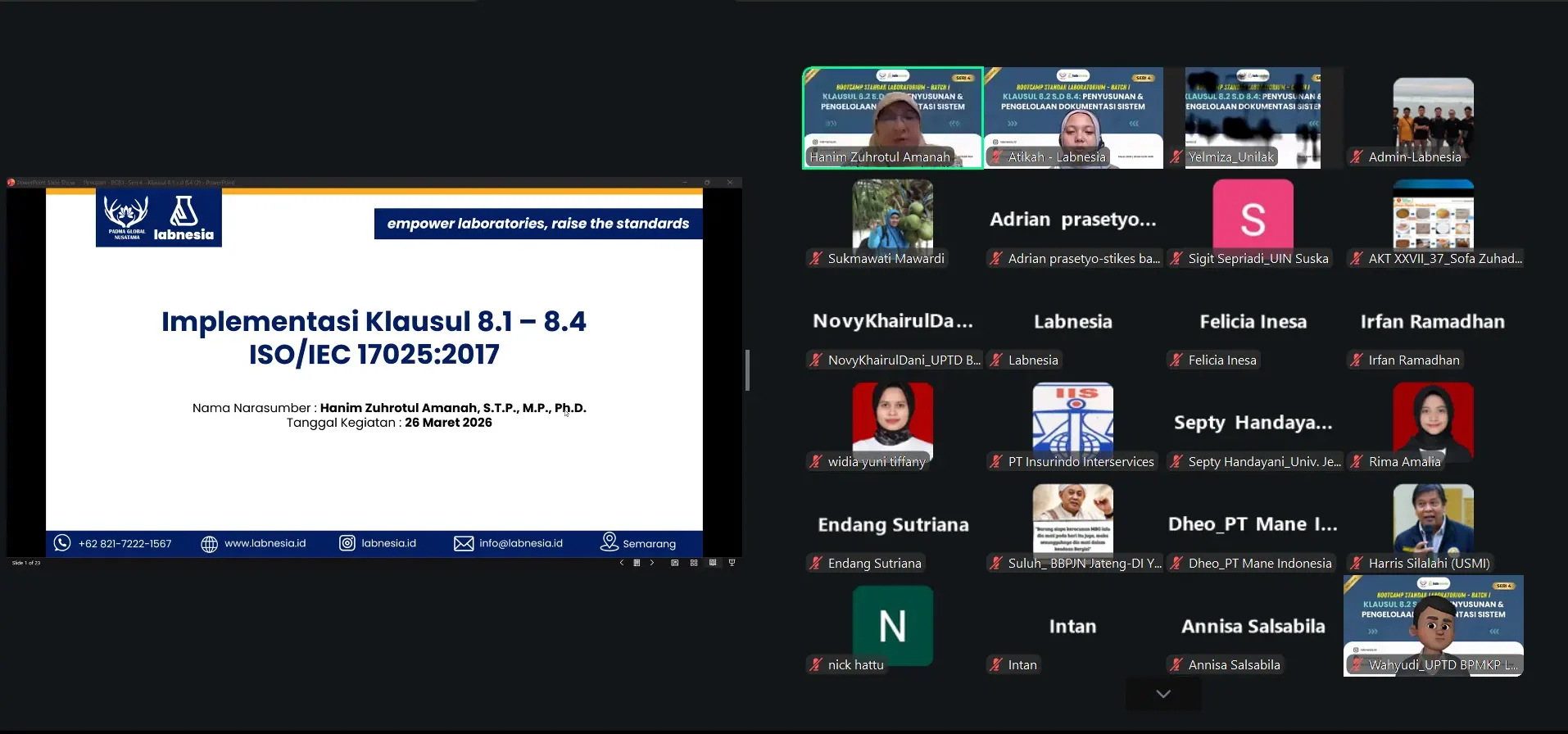 Bootcamp Standar Laboratorium Batch I Seri 4 tentang Klausul 8 Penguatan Dokumentasi Sistem ISO/IEC 17025