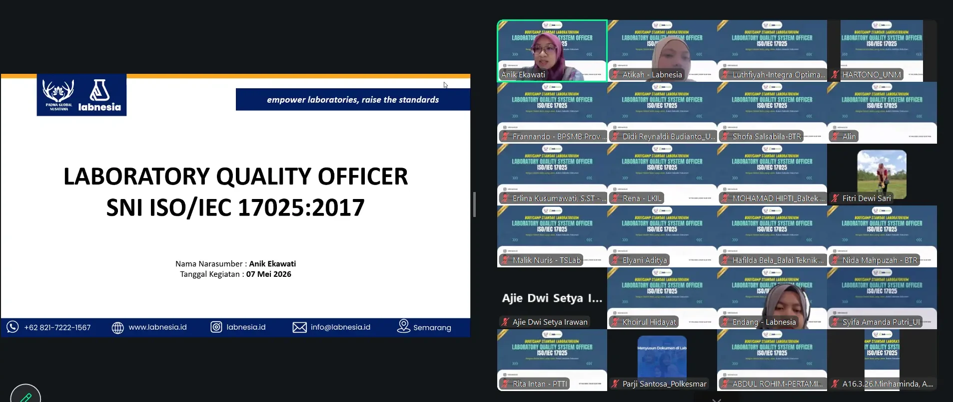 Penguatan Kompetensi Laboratory Quality System Officer melalui Bootcamp ISO/IEC 17205 Labnesia