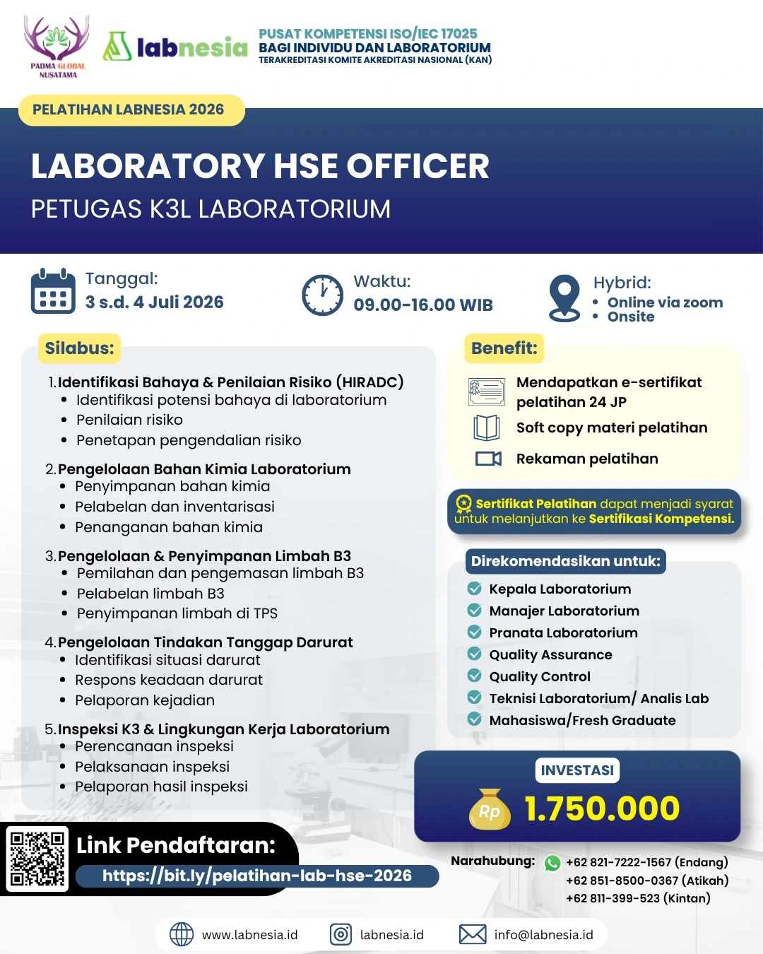 PELATIHAN LABNESIA 2026 : LABORATORY HSE OFFICER