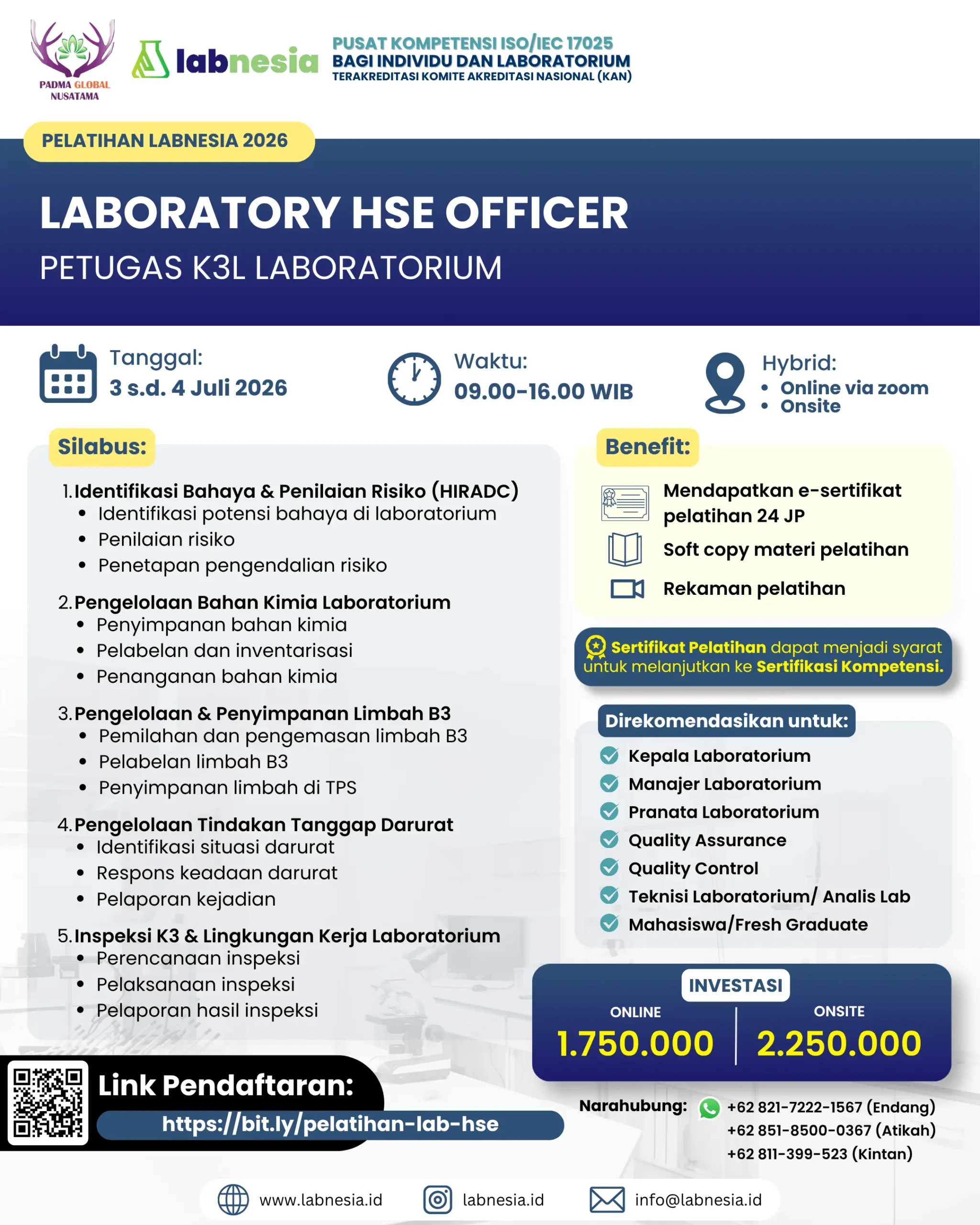 Pelatihan Labnesia 2026 : Laboratory HSE Officer