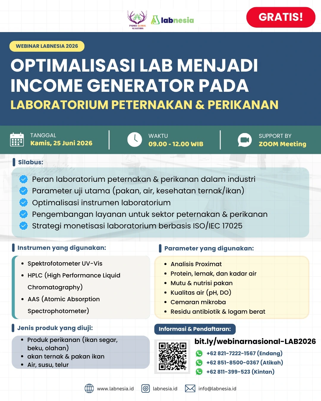 WEBINAR NASIONAL LABNESIA 2026 : Optimalisasi Lab Menjadi Income Generator Pada Lab Peternakan & Perikanan