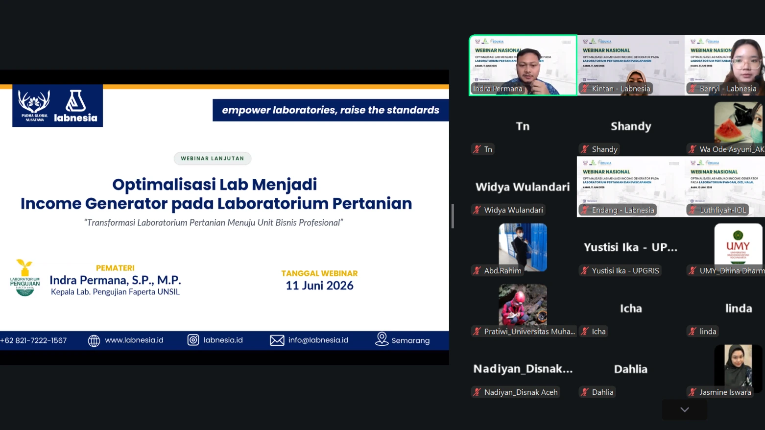 Webinar Nasional Labnesia: Optimalisasi Laboratorium Pertanian dan Pascapanen Menjadi Income Generator