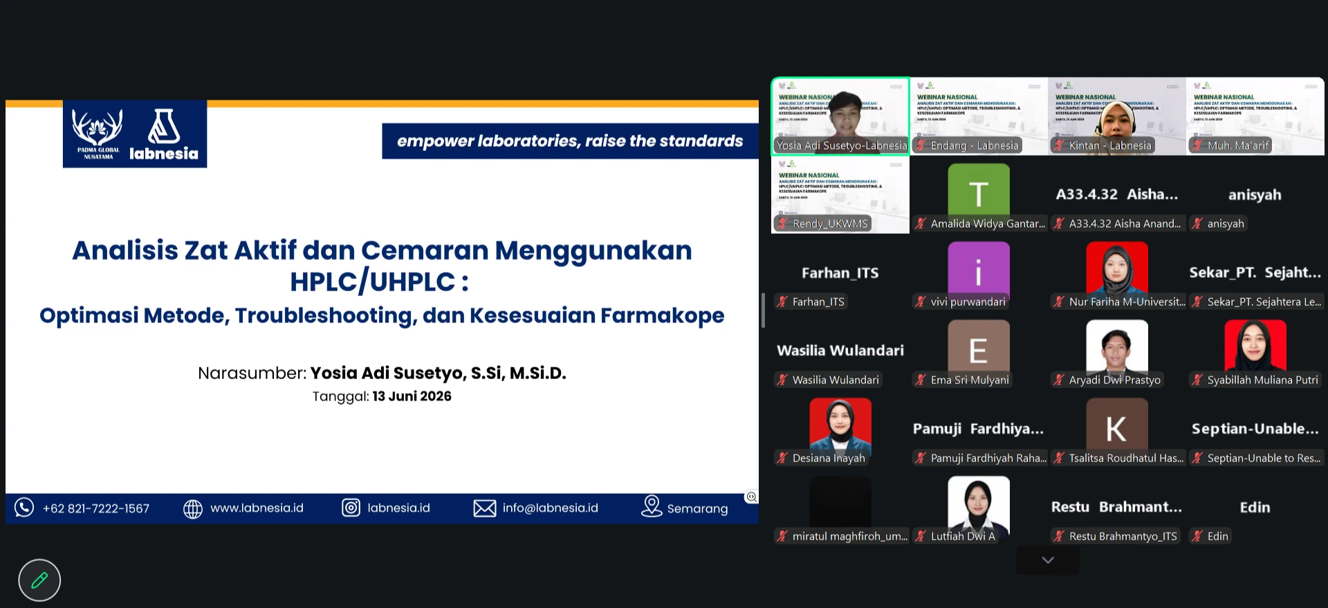 Webinar HPLC UHPLC Labnesia 2026: Bahas Optimasi Metode, Troubleshooting, dan Kesesuaian Farmakope