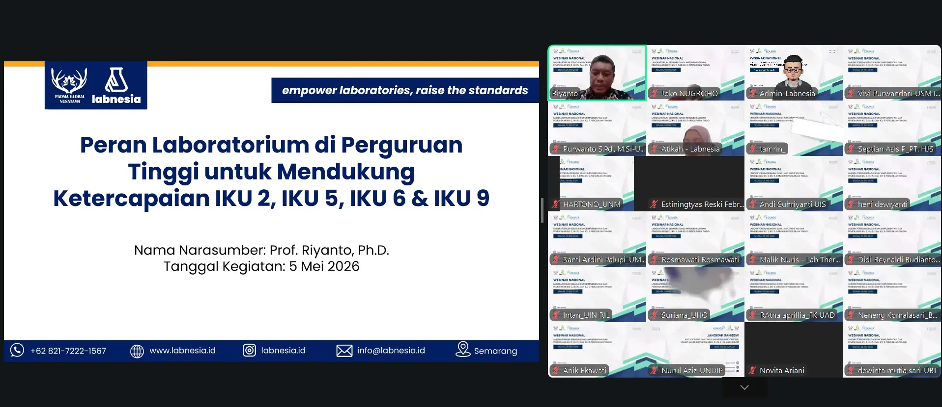 Webinar Nasional Labnesia 2026 Bahas Strategi Laboratorium Mendukung IKU 2, 5, 6, dan 9 Perguruan Tinggi