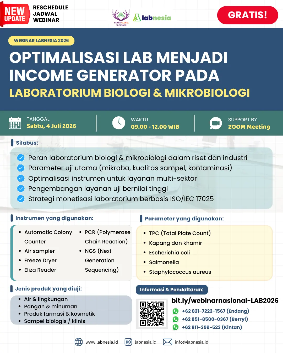 WEBINAR NASIONAL LABNESIA 2026 : Optimalisasi Lab Menjadi Income Generator Pada Lab Biologi & Mikrobiologi